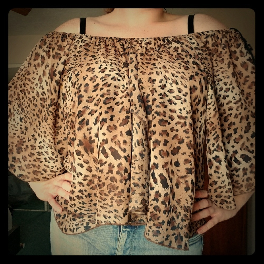 Cheetah print, off the shoulder, flowy top